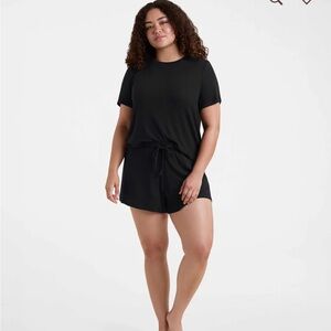 Nuuds ribbed black pajama short set